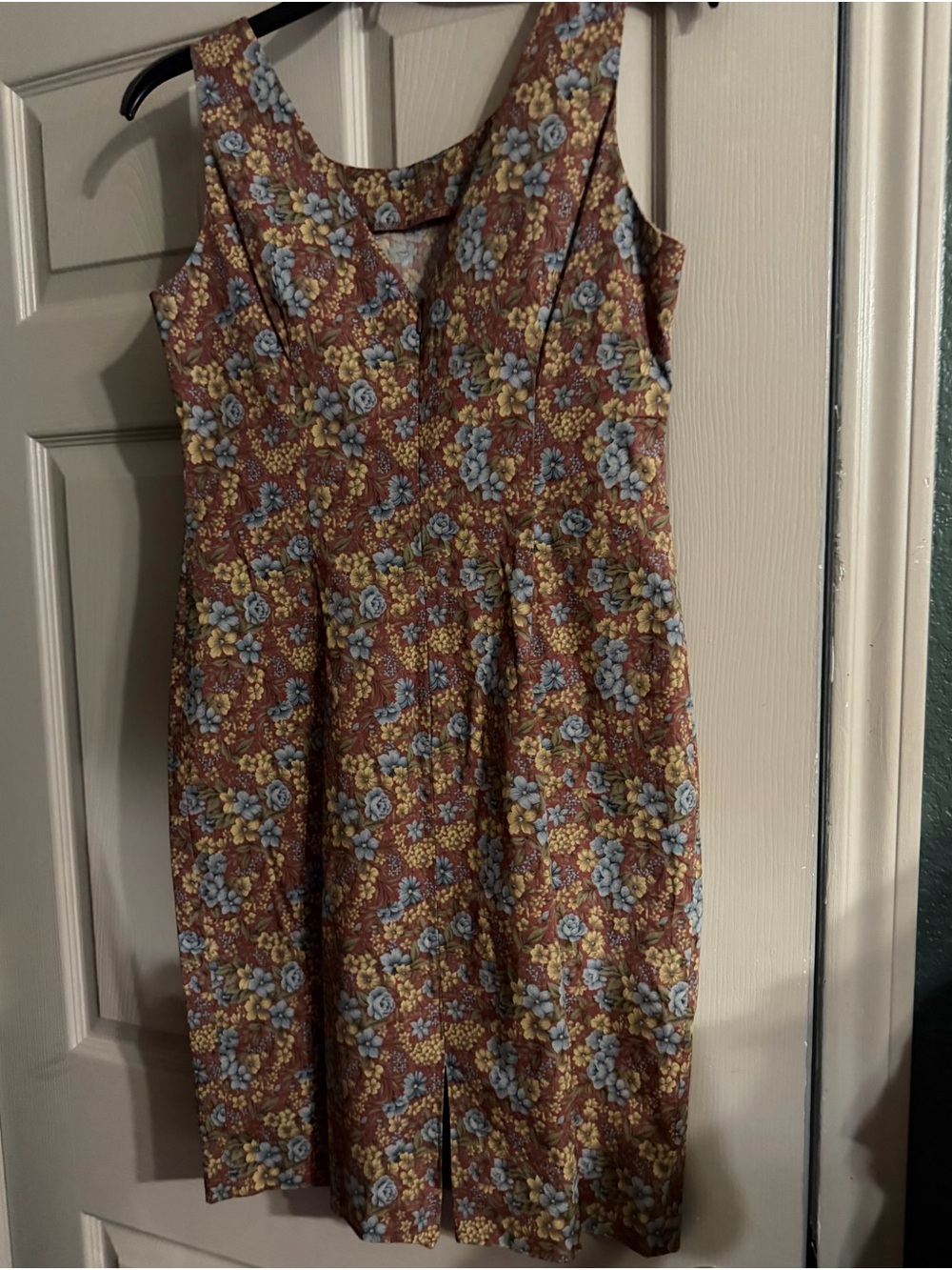 Talbots Floral Midi Dress in Brown, Blue and Yellow